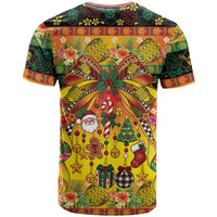 Vanuatu Sand Drawing Christmas Bow T Shirt Meri Krismas Hibiscus Turtle LT9 - Polynesian Pride