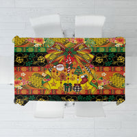 Vanuatu Sand Drawing Christmas Bow Tablecloth Meri Krismas Hibiscus Turtle LT9 Multicolor - Polynesian Pride