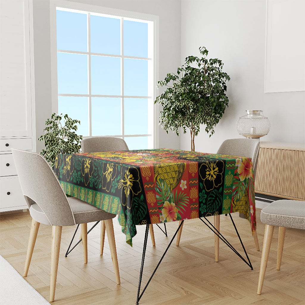 Vanuatu Sand Drawing Christmas Bow Tablecloth Meri Krismas Hibiscus Turtle LT9 - Polynesian Pride