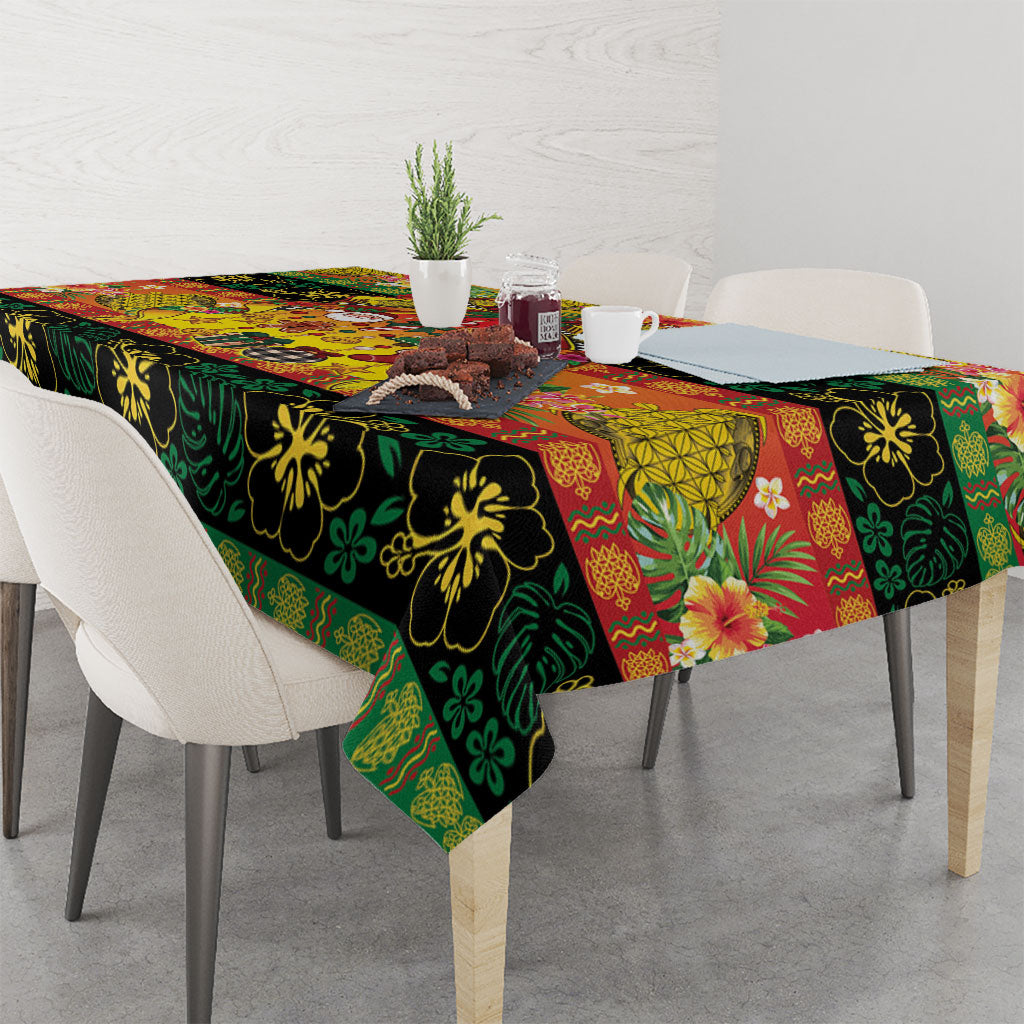 Vanuatu Sand Drawing Christmas Bow Tablecloth Meri Krismas Hibiscus Turtle LT9 - Polynesian Pride