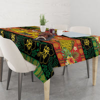 Vanuatu Sand Drawing Christmas Bow Tablecloth Meri Krismas Hibiscus Turtle LT9 - Polynesian Pride