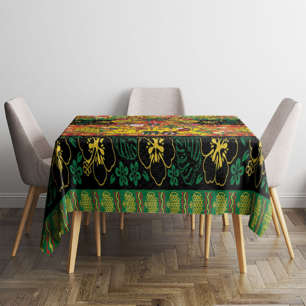 Vanuatu Sand Drawing Christmas Bow Tablecloth Meri Krismas Hibiscus Turtle LT9 - Polynesian Pride