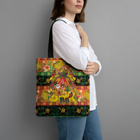 Vanuatu Sand Drawing Christmas Bow Tote Bag Meri Krismas Hibiscus Turtle