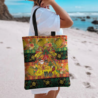 Vanuatu Sand Drawing Christmas Bow Tote Bag Meri Krismas Hibiscus Turtle