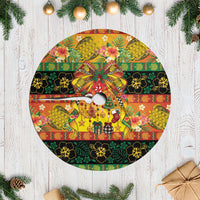 Vanuatu Sand Drawing Christmas Bow Tree Skirt Meri Krismas Hibiscus Turtle