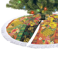 Vanuatu Sand Drawing Christmas Bow Tree Skirt Meri Krismas Hibiscus Turtle
