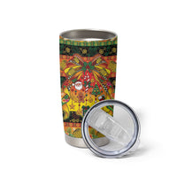 Vanuatu Sand Drawing Christmas Bow Tumbler Cup Meri Krismas Hibiscus Turtle