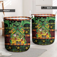 Vanuatu Turtle Floral Christmas Bow Laundry Basket Meri Krismas
