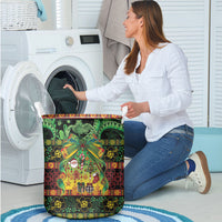 Vanuatu Turtle Floral Christmas Bow Laundry Basket Meri Krismas