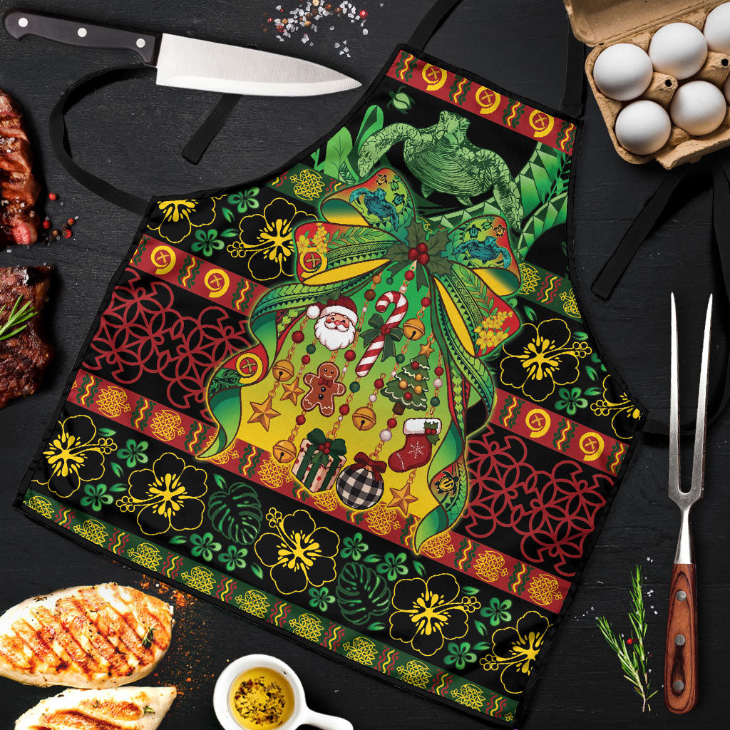 Vanuatu Turtle Floral Christmas Bow Apron Meri Krismas LT9 Multicolor - Polynesian Pride
