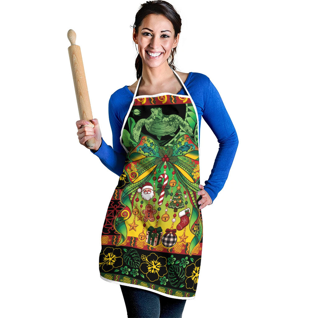 Vanuatu Turtle Floral Christmas Bow Apron Meri Krismas LT9 - Polynesian Pride