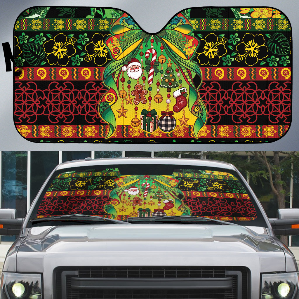 Vanuatu Turtle Floral Christmas Bow Auto Sun Shade Meri Krismas LT9 Multicolor - Polynesian Pride
