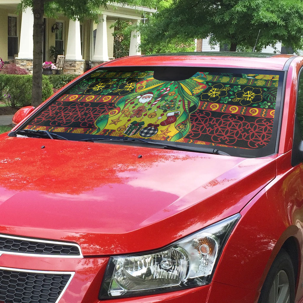Vanuatu Turtle Floral Christmas Bow Auto Sun Shade Meri Krismas LT9 - Polynesian Pride