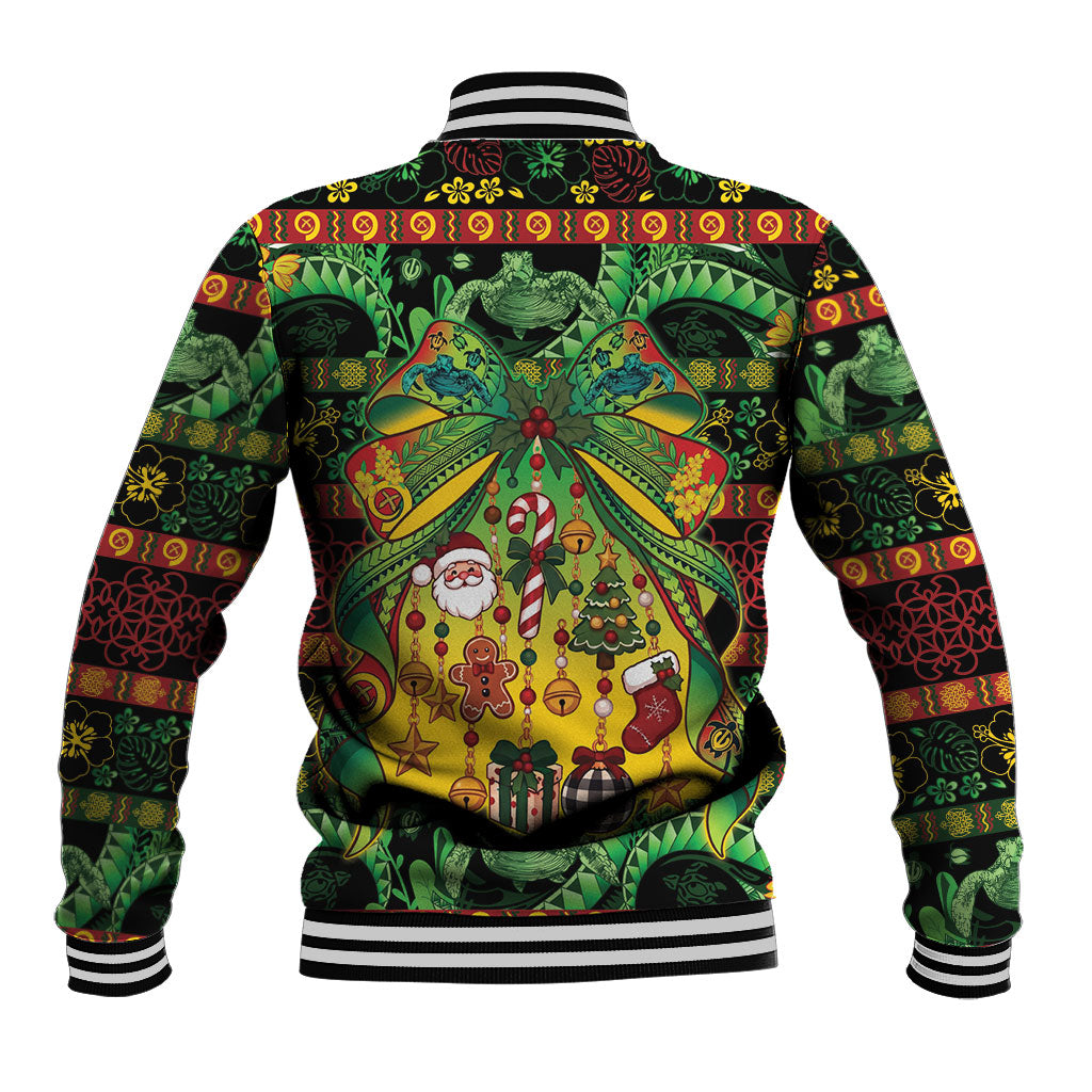 Vanuatu Turtle Floral Christmas Bow Baseball Jacket Meri Krismas LT9 - Polynesian Pride