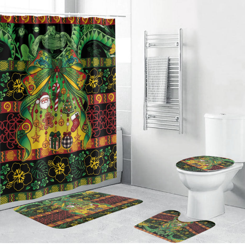 Vanuatu Turtle Floral Christmas Bow Bathroom Set Meri Krismas LT9 Bathroom Set (4 pcs) Multicolor - Polynesian Pride