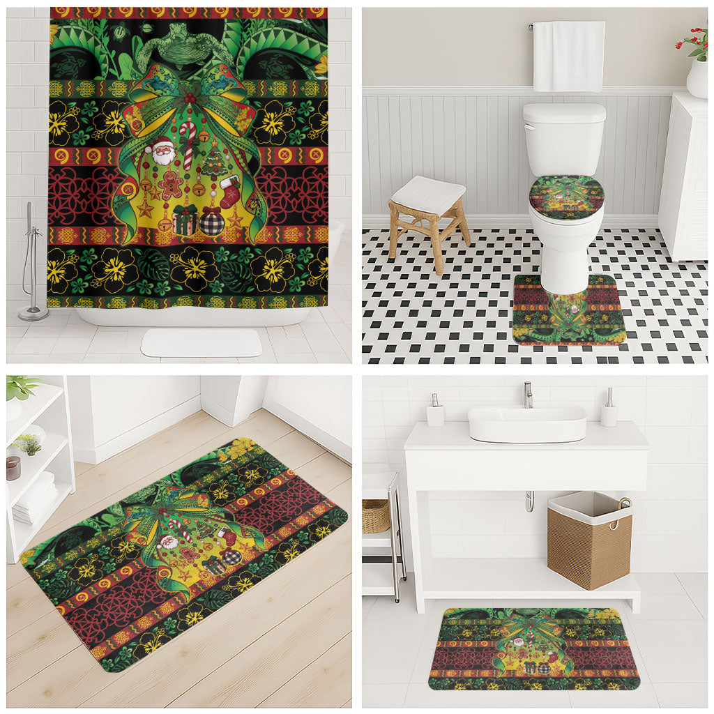 Vanuatu Turtle Floral Christmas Bow Bathroom Set Meri Krismas LT9 - Polynesian Pride