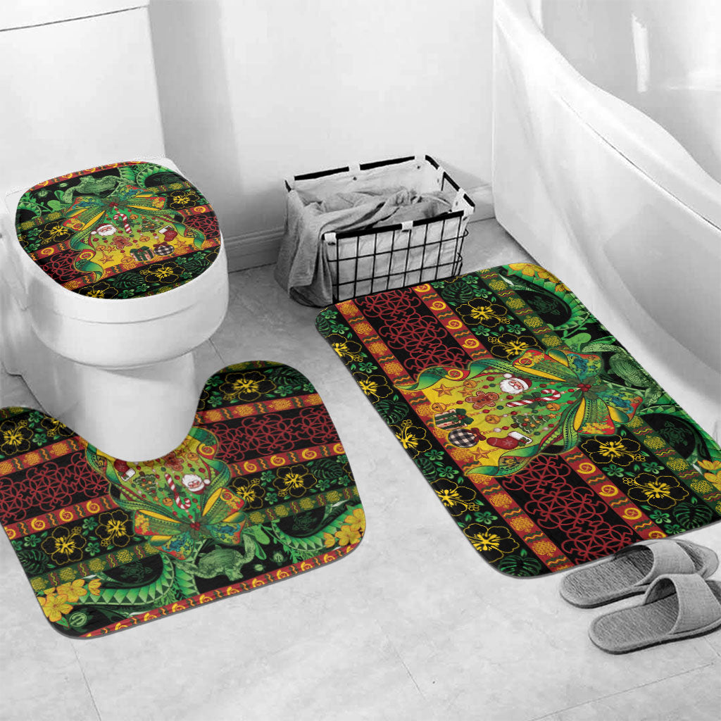 Vanuatu Turtle Floral Christmas Bow Bathroom Set Meri Krismas LT9 Mat Set Only (3 pcs) One Size Multicolor - Polynesian Pride