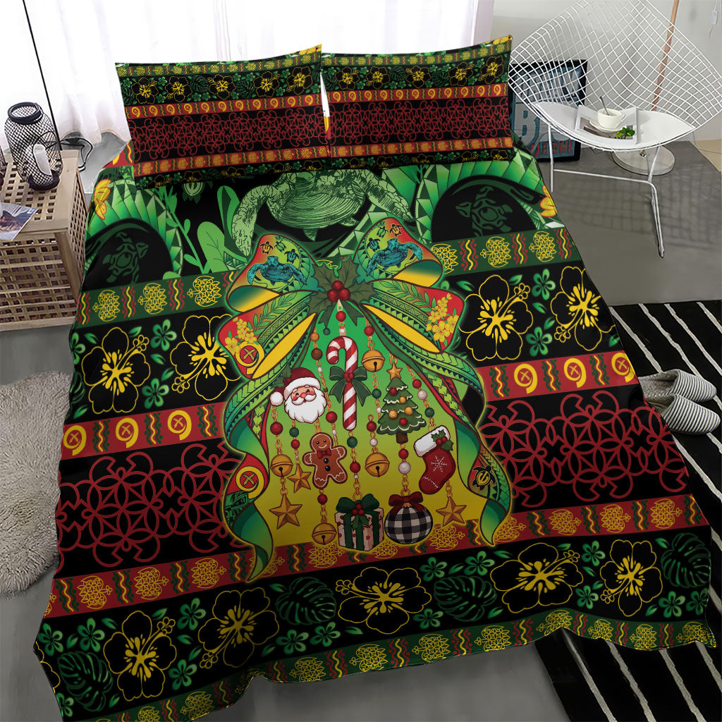 Vanuatu Turtle Floral Christmas Bow Bedding Set Meri Krismas LT9 - Polynesian Pride