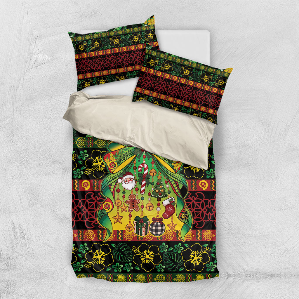 Vanuatu Turtle Floral Christmas Bow Bedding Set Meri Krismas LT9 US Twin 172cm x 218cm Multicolor - Polynesian Pride