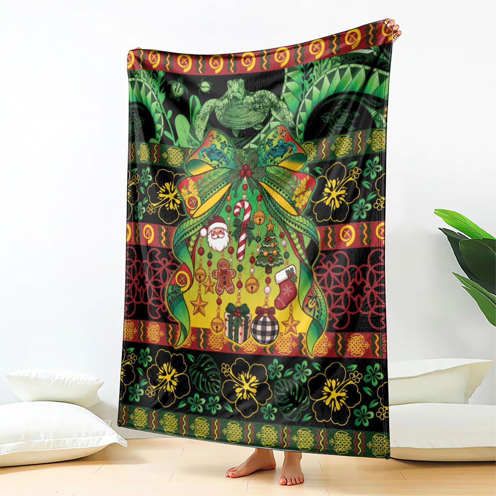Vanuatu Turtle Floral Christmas Bow Blanket Meri Krismas LT9 - Polynesian Pride