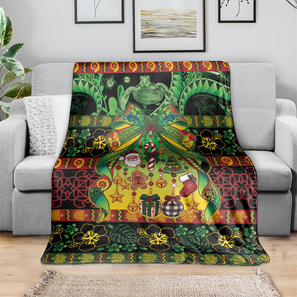 Vanuatu Turtle Floral Christmas Bow Blanket Meri Krismas LT9 - Polynesian Pride