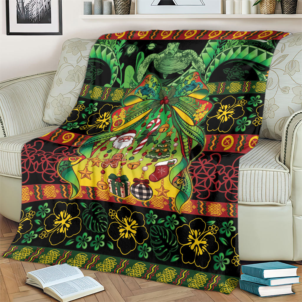 Vanuatu Turtle Floral Christmas Bow Blanket Meri Krismas LT9 - Polynesian Pride