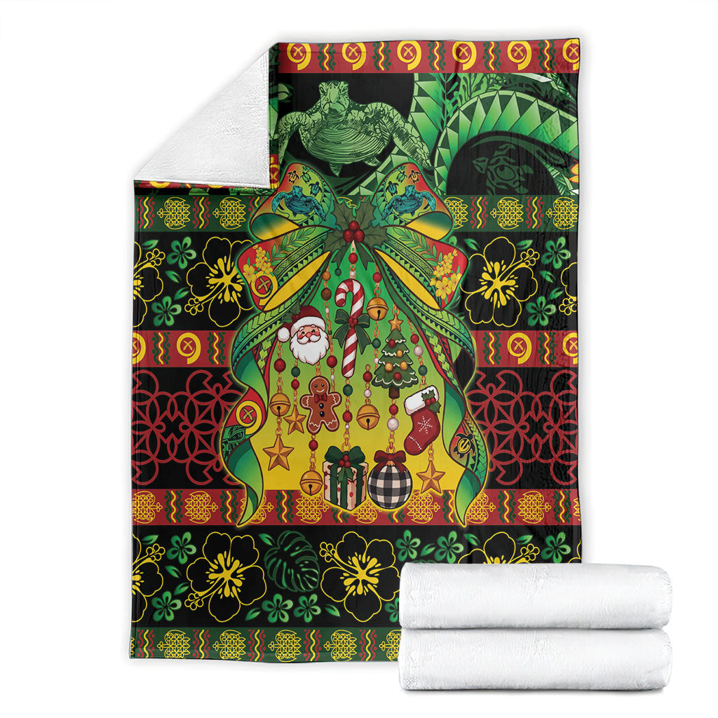 Vanuatu Turtle Floral Christmas Bow Blanket Meri Krismas LT9 - Polynesian Pride