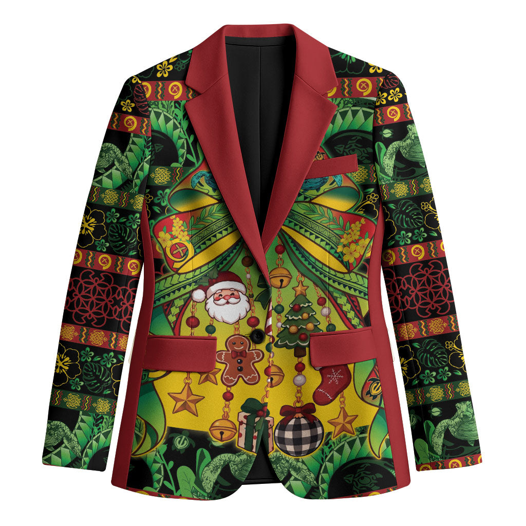 Vanuatu Turtle Floral Christmas Bow Blazer Meri Krismas LT9 Unisex Multicolor - Polynesian Pride