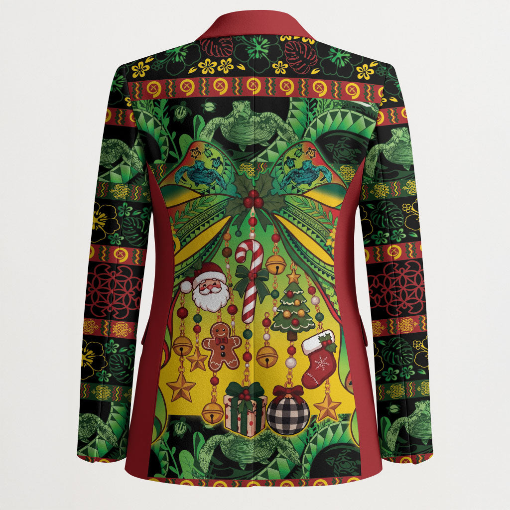 Vanuatu Turtle Floral Christmas Bow Blazer Meri Krismas LT9 - Polynesian Pride