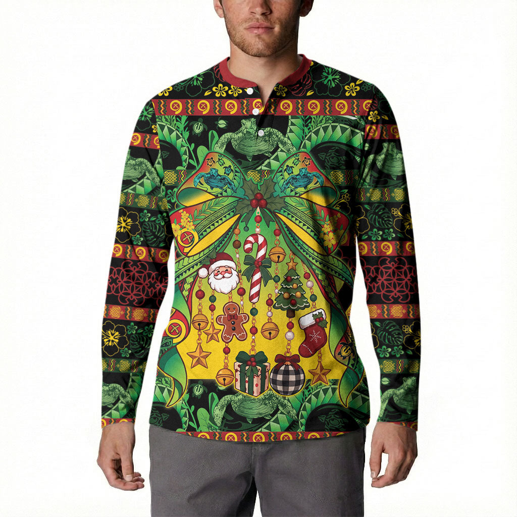 Vanuatu Turtle Floral Christmas Bow Button Sweatshirt Meri Krismas LT9 - Polynesian Pride