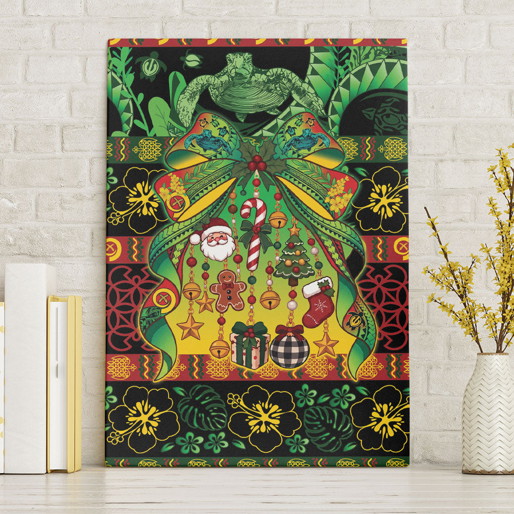 Vanuatu Turtle Floral Christmas Bow Canvas Wall Art Meri Krismas LT9 Without Frame Multicolor - Polynesian Pride