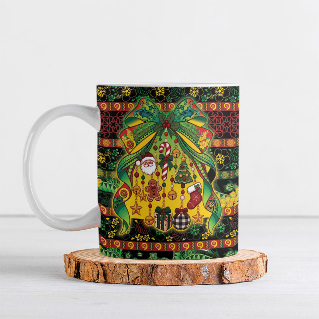 Vanuatu Turtle Floral Christmas Bow Ceramic Mug Meri Krismas LT9 Multicolor - Polynesian Pride