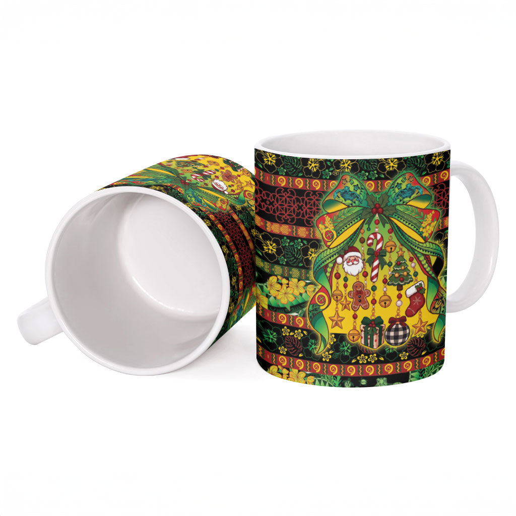 Vanuatu Turtle Floral Christmas Bow Ceramic Mug Meri Krismas LT9 - Polynesian Pride