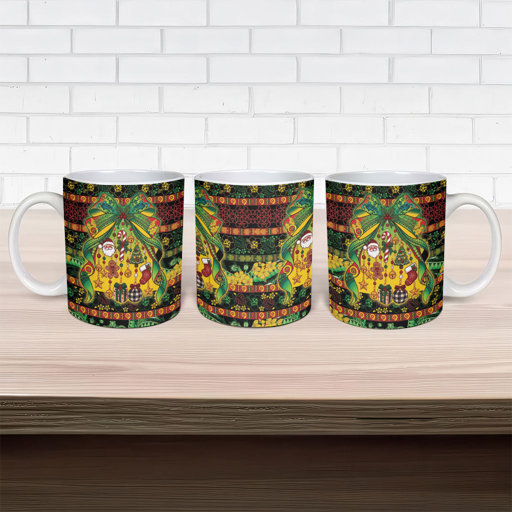 Vanuatu Turtle Floral Christmas Bow Ceramic Mug Meri Krismas LT9 - Polynesian Pride