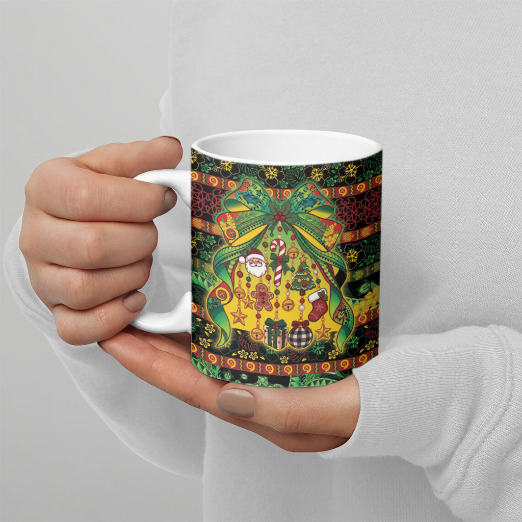 Vanuatu Turtle Floral Christmas Bow Ceramic Mug Meri Krismas LT9 - Polynesian Pride