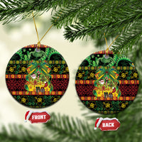 Vanuatu Turtle Floral Christmas Bow Ceramic Ornament Meri Krismas