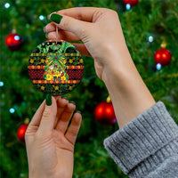 Vanuatu Turtle Floral Christmas Bow Ceramic Ornament Meri Krismas