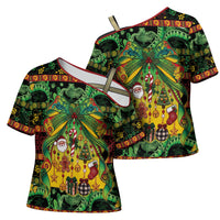 Vanuatu Turtle Floral Christmas Bow Cross Shoulder Shirt Meri Krismas