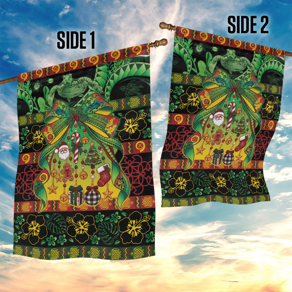 Vanuatu Turtle Floral Christmas Bow Garden Flag Meri Krismas LT9 - Polynesian Pride