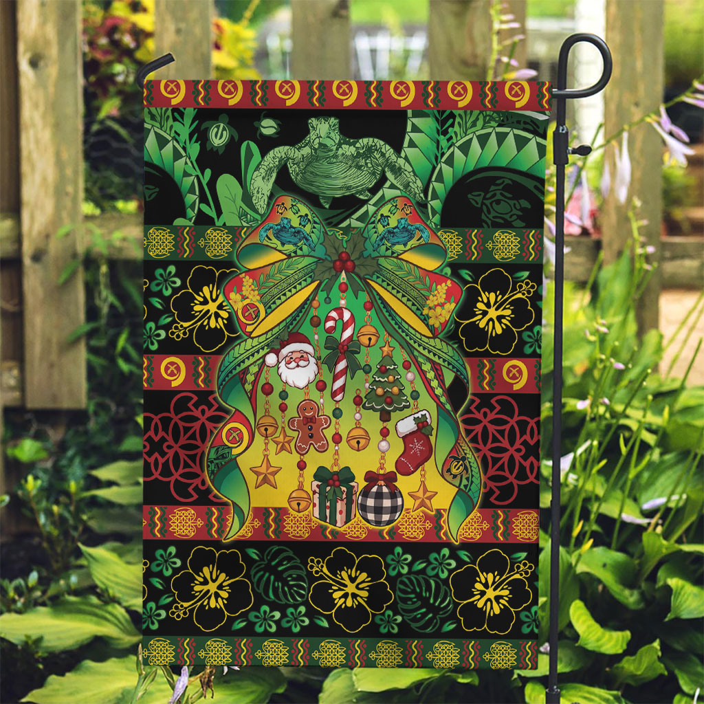 Vanuatu Turtle Floral Christmas Bow Garden Flag Meri Krismas LT9 Garden Flag Multicolor - Polynesian Pride