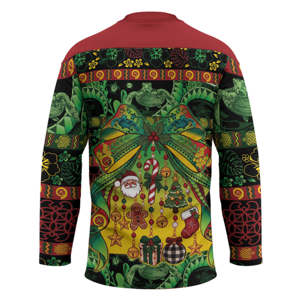 Vanuatu Turtle Floral Christmas Bow Hockey Jersey Meri Krismas