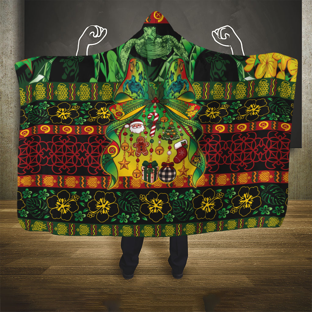 Vanuatu Turtle Floral Christmas Bow Hooded Blanket Meri Krismas LT9 - Polynesian Pride