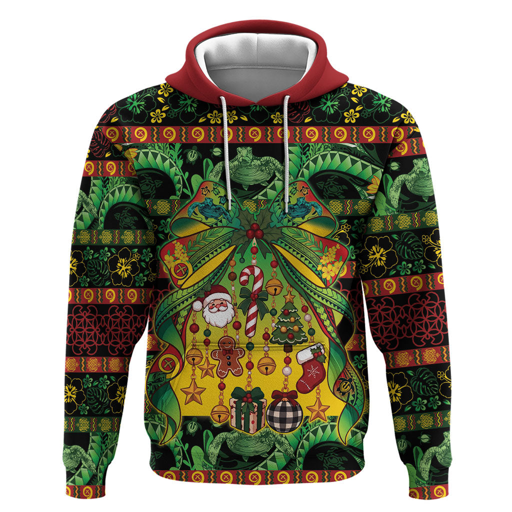 Vanuatu Turtle Floral Christmas Bow Hoodie Meri Krismas LT9 Pullover Hoodie Multicolor - Polynesian Pride