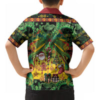 Vanuatu Turtle Floral Christmas Bow Kid Hawaiian Shirt Meri Krismas