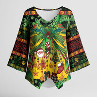 Vanuatu Turtle Floral Christmas Bow Kimono Sleeve Blouse Meri Krismas