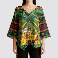 Vanuatu Turtle Floral Christmas Bow Kimono Sleeve Blouse Meri Krismas