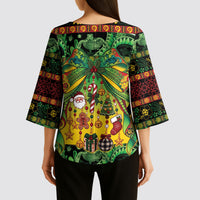 Vanuatu Turtle Floral Christmas Bow Kimono Sleeve Blouse Meri Krismas