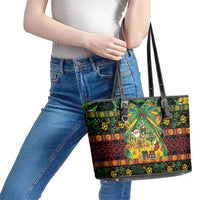Vanuatu Turtle Floral Christmas Bow Leather Tote Bag Meri Krismas LT9 - Polynesian Pride