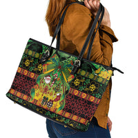 Vanuatu Turtle Floral Christmas Bow Leather Tote Bag Meri Krismas LT9 - Polynesian Pride