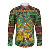 Vanuatu Turtle Floral Christmas Bow Long Sleeve Button Shirt Meri Krismas
